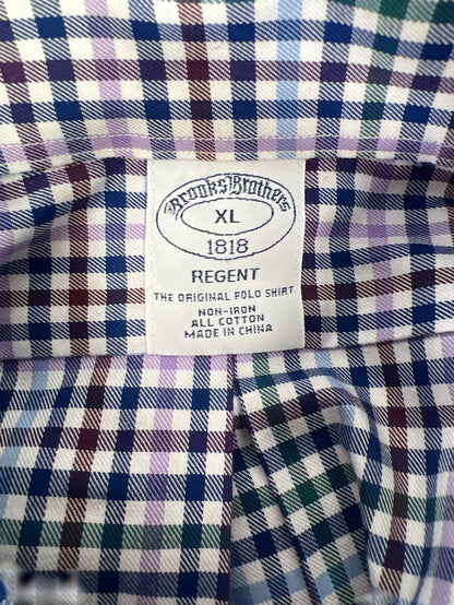 Brooks Brothers Men’s Blue/Purple Plaid Regent Button Down Shirt - XL