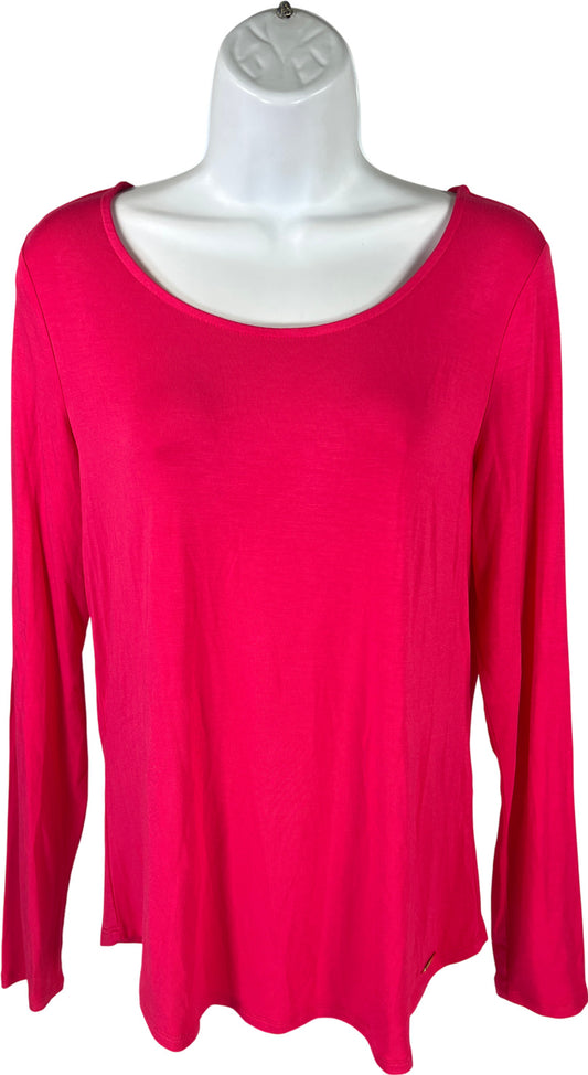 NEW Calvin Klein Women’s Pink Long Sleeve Scoop Neck T-Shirt - S