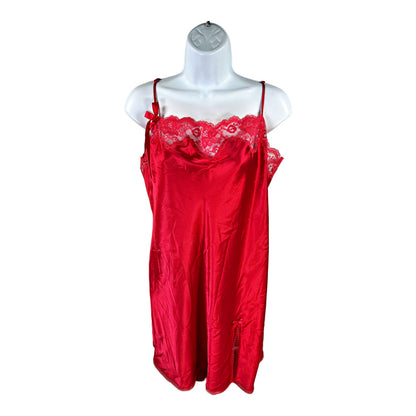 Victoria’s Secret Women’s Red Lace Trim Satin Nightgown - L