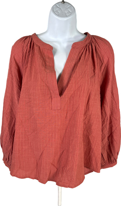 Evereve Women’s Orange 3/4 Sleeve V-Neck Blouse - L