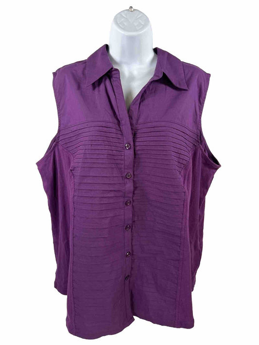 NEW CJ Banks Women's Purple Sleeveless Button Up Top - Plus 2X