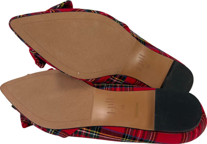 J.Jill Women’s Red Plaid Simone Bow Pointed Toe Flats - 10