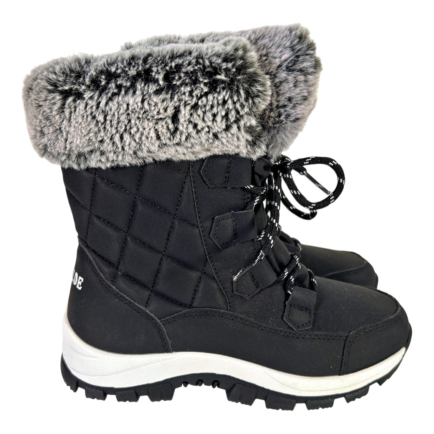 Earlde Women’s Black Faux Fur Lined Winter Snow Boots - 7.5 Wide