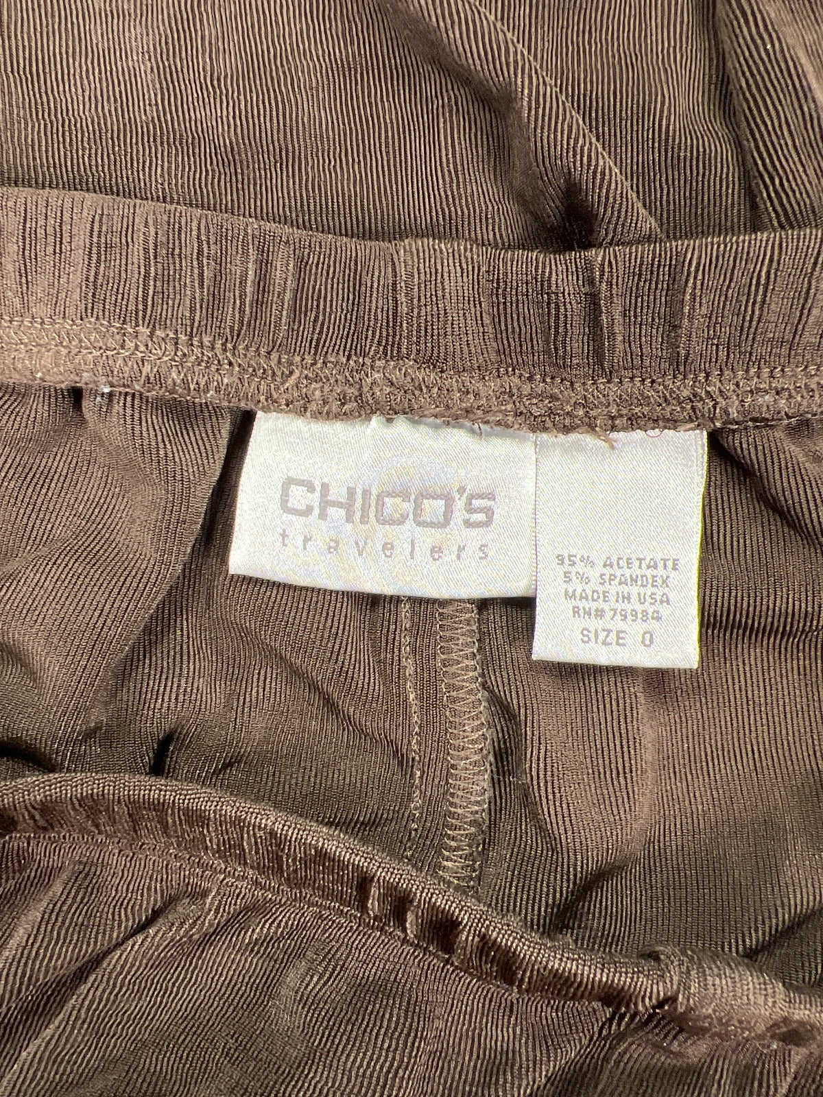 Chico’s Women’s Brown Travelers Stretch Pull On Pants - 0/US 4