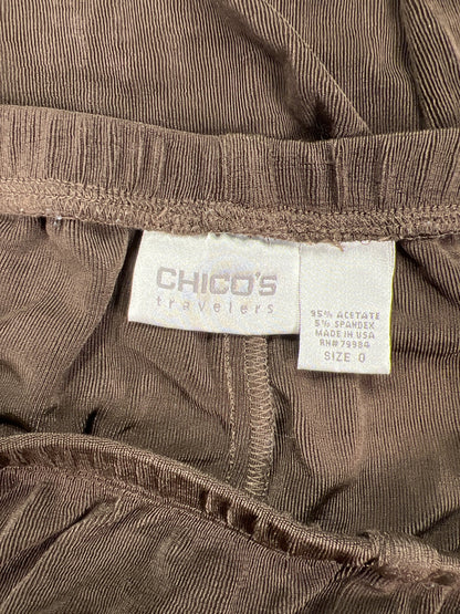 Chico’s Women’s Brown Travelers Stretch Pull On Pants - 0/US 4