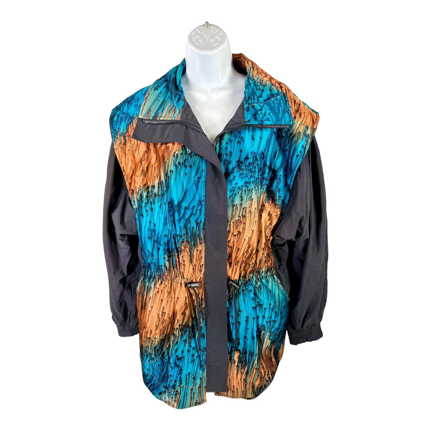 L Leeanne Original Women’s Black/Blue Hand Painted Silk Jacket - One Size