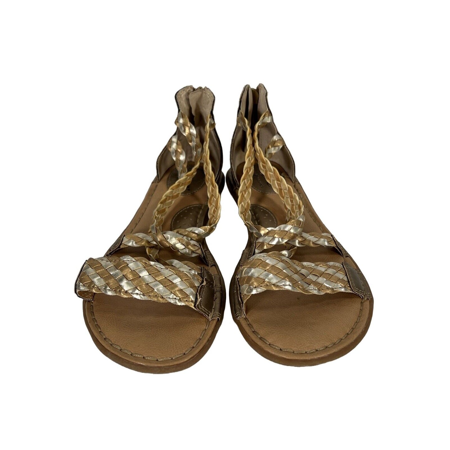 BOC Women's Gold/Bronze Braided Strappy Sandals - 8
