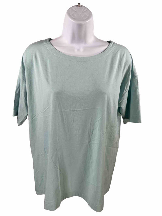 J. Jill Women's Blue Elbow Sleeve Luxe Supima T-Shirt - Petite M