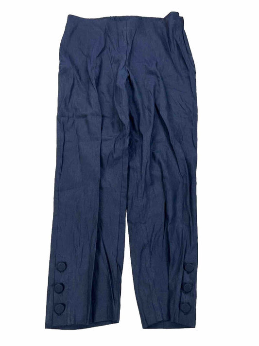 J. Jill Women's Navy Blue Linen Stretch Loose Fit Pants - S
