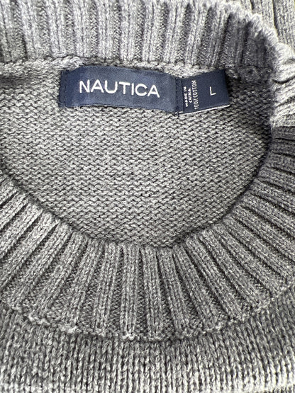 NEW Nautica Men’s Gray Cotton Long Sleeve Knit Sweater - L