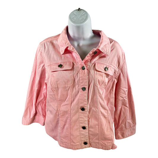 Christopher and Banks Women’s Pink 3/4 Sleeve Button Up Jacket - M