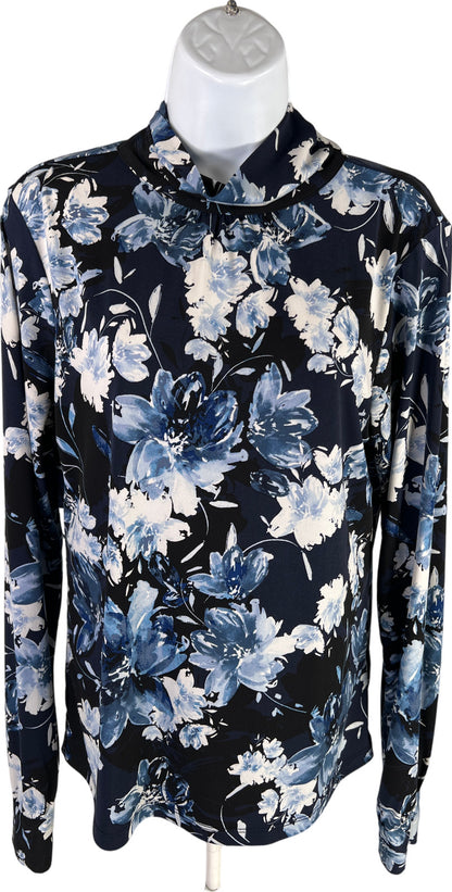 Karl Lagerfeld Women’s Blue Floral Long Sleeve Blouse - S