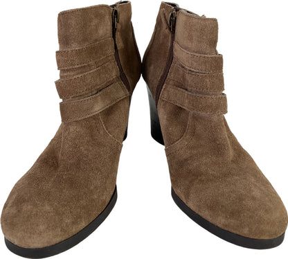 Franco Sarto Women’s Brown Suede Buckle Accent Wedge Booties - 7.5 M