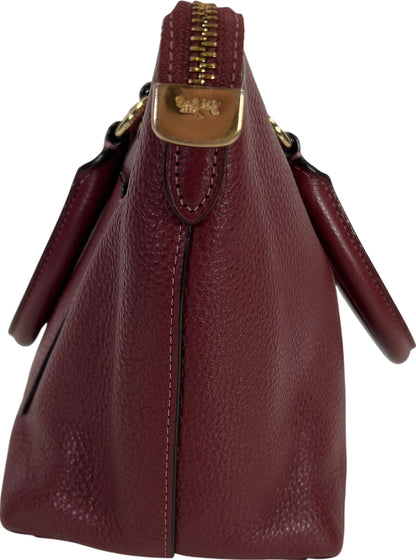 Coach Women’s Burgundy/Red Mini Emma Pebbled Leather Handbag Purse