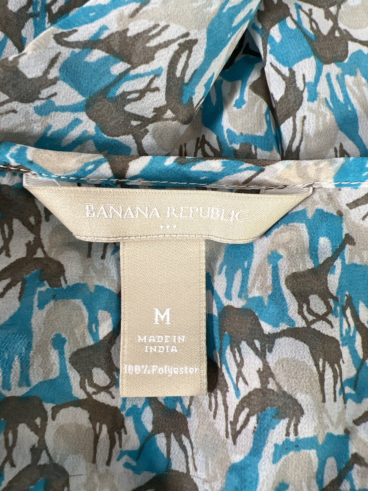 Banana Republic Women’s Blue/Gray Giraffe Print Semi Sheer Blouse - M