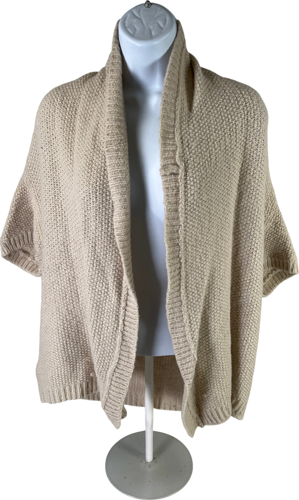 Ann Taylor Women’s Beige Alpaca Wool Blend Short Sleeve Cardigan Sweater - M