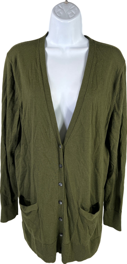 Banana Republic Women’s Green Merino Wool Orla Long Cardigan Sweater - L