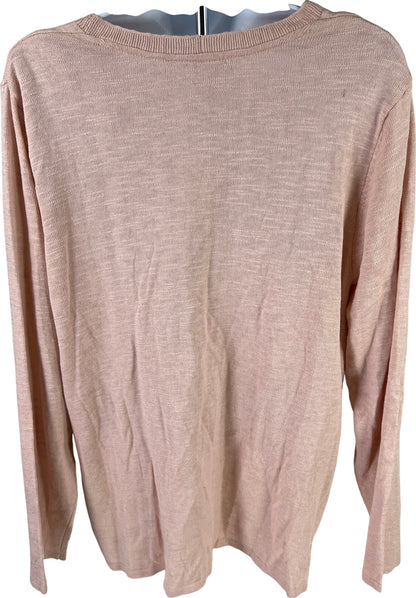 NEW J. Jill Women’s Pink V-Neck Thin Knit Sweater Long Sleeve - Petite XL