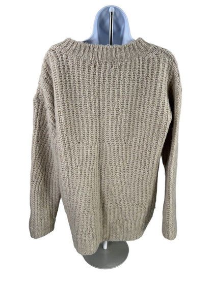 Anthropologie Women's Beige Wool Blend Chunky Knit Sweater - XS