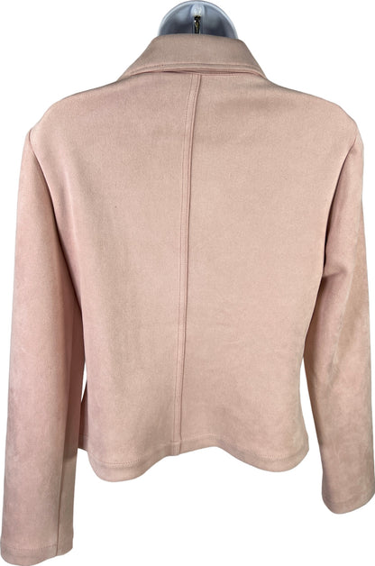 White House Black Market Women’s Pink Faux Suede Moto Style Jacket - 6