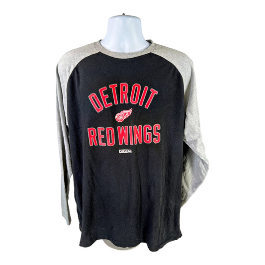 NHL CCM Men’s Black/Gray Detroit Red Wings Long Sleeve T-Shirt - L