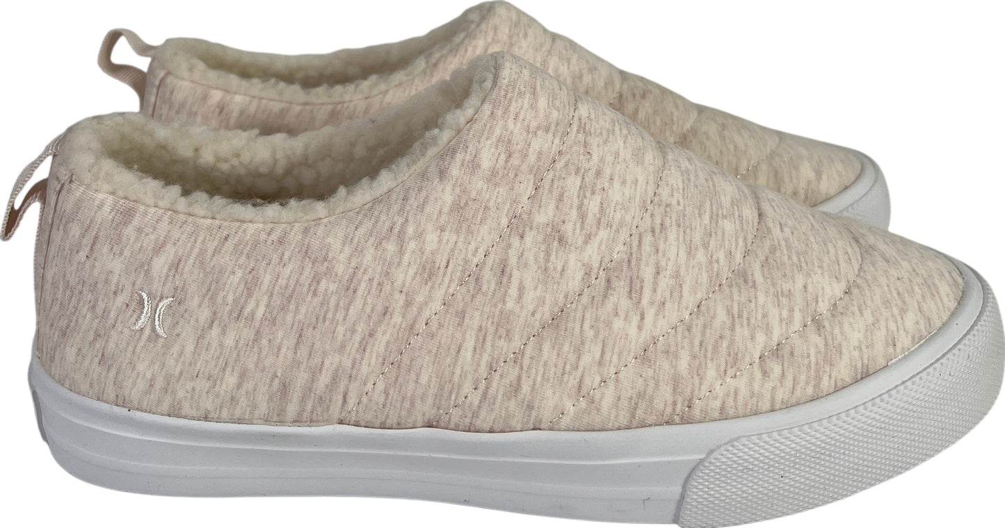 Hurley Women’s Ivory Sherpa Lined Slip On Sneakers Shoes - 6