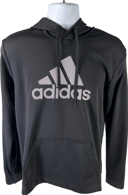 Adidas Men’s Black Fleece Lined Logo Graphic Pullover Hoodie - M