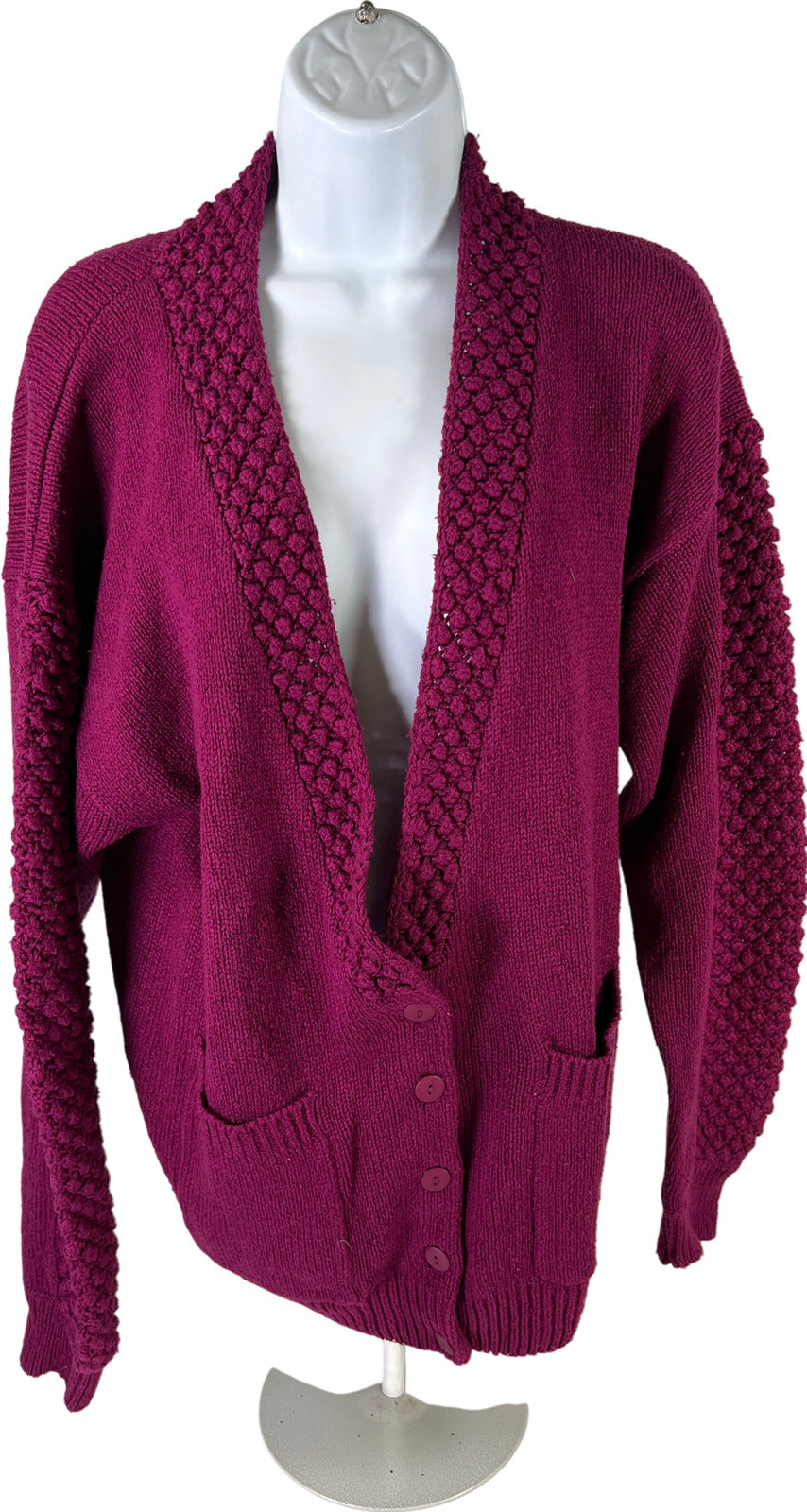 NEW Silk Club Women’s Purple 100% Silk Knit Cardigan Sweater - M