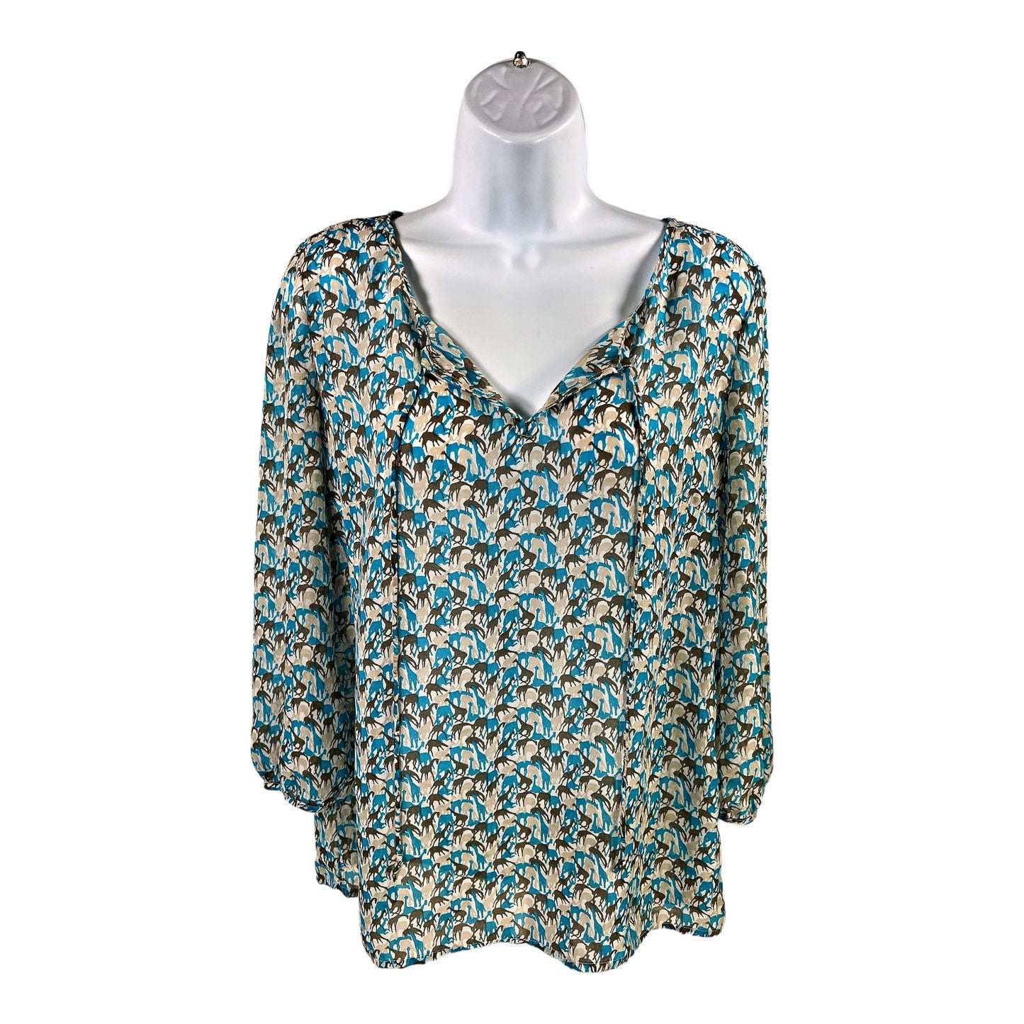 Banana Republic Women’s Blue/Gray Giraffe Print Semi Sheer Blouse - M