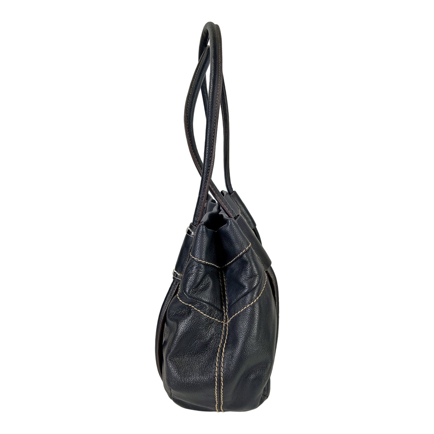 Tignanello Women’s Black Leather Magnetic Close Shoulder Bag Purse