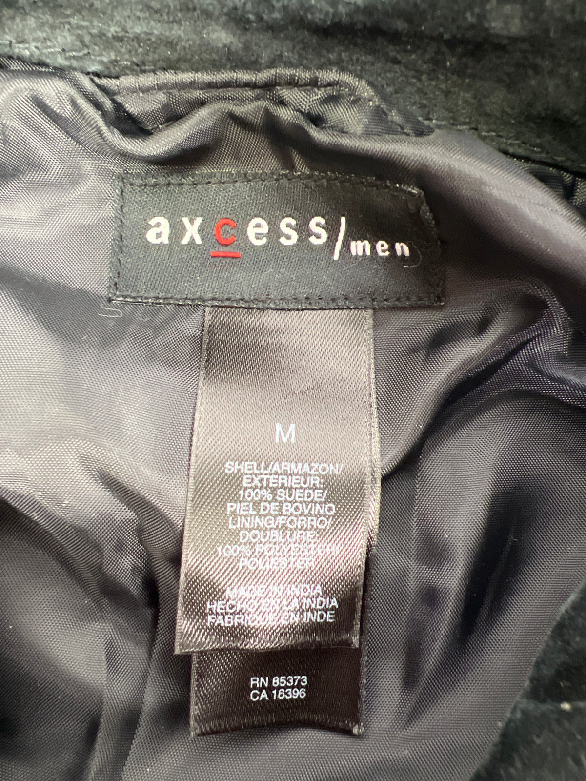 NEW Axcess Men’s Black Genuine Suede Full Zip Basic Jacket - M