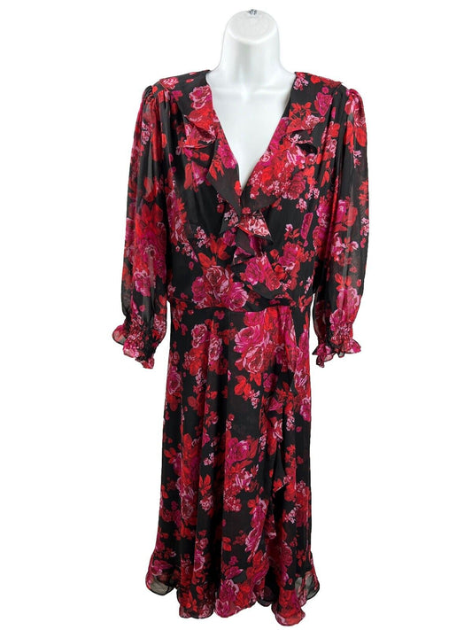 NEW Danny and Nicole Women's Black/Red Floral Hi-Low Shift Dress - 18