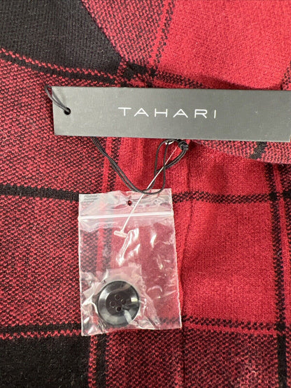 NEW Tahari Women’s Red/Black Plaid Long Sleeve Button Up Cardigan Sweater - XL