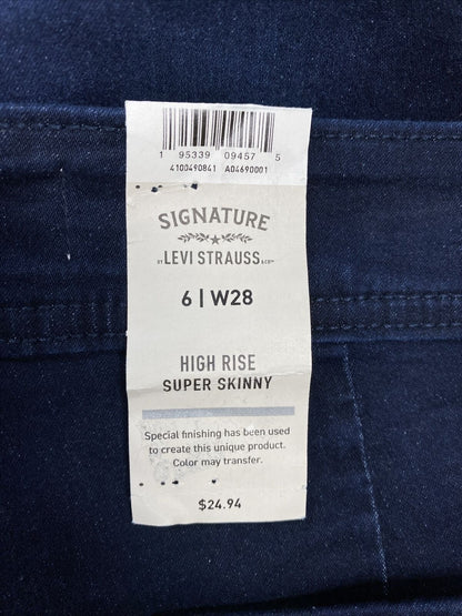 NEW Levi's Signature Women's Dark Wash High Rise Super Skinny Jeans - 6