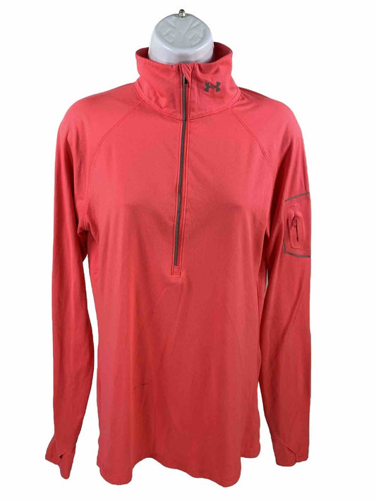Under Armour Women's Pink Long Sleeve 1/2 Zip Running Shirt - L