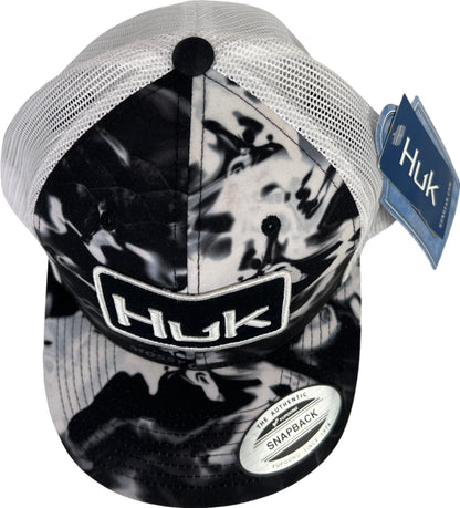 NEW HUK Black/White Mossy Oak Angler Mesh Back Snapback Hat - One Size