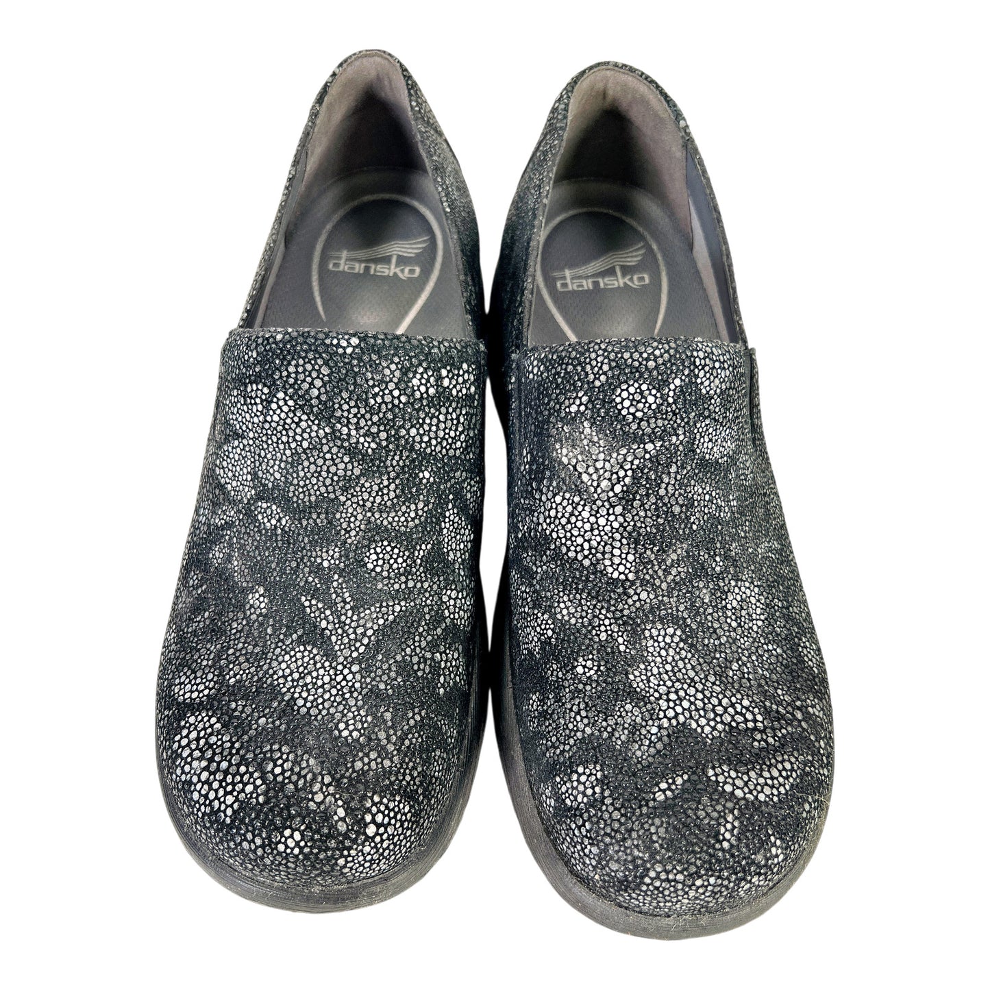 Dansko Women’s Black Floral Winona Slip Resistant Slip On Clogs - 39/US 8.5