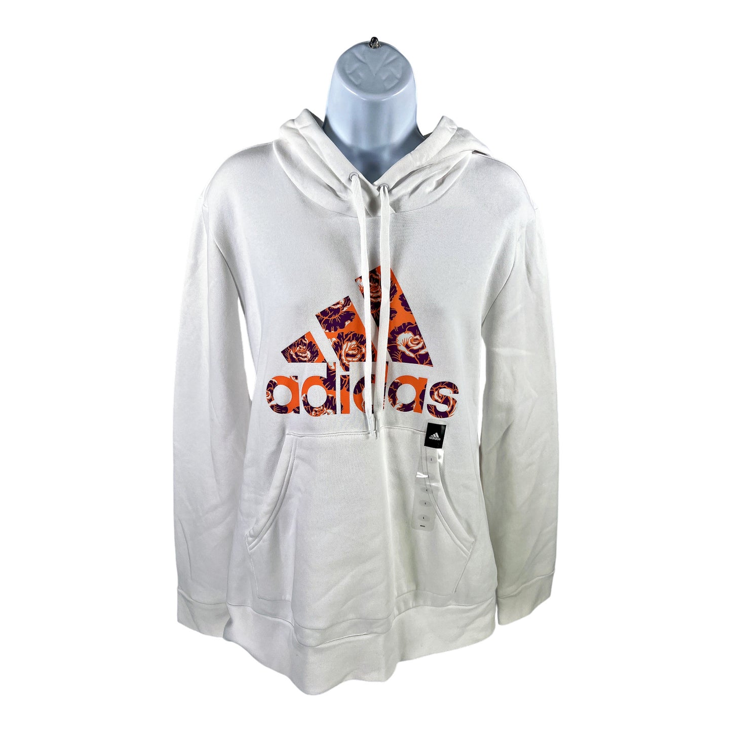 NEW adidas Women’s White Flowery Graphic Pullover Hoodie - L