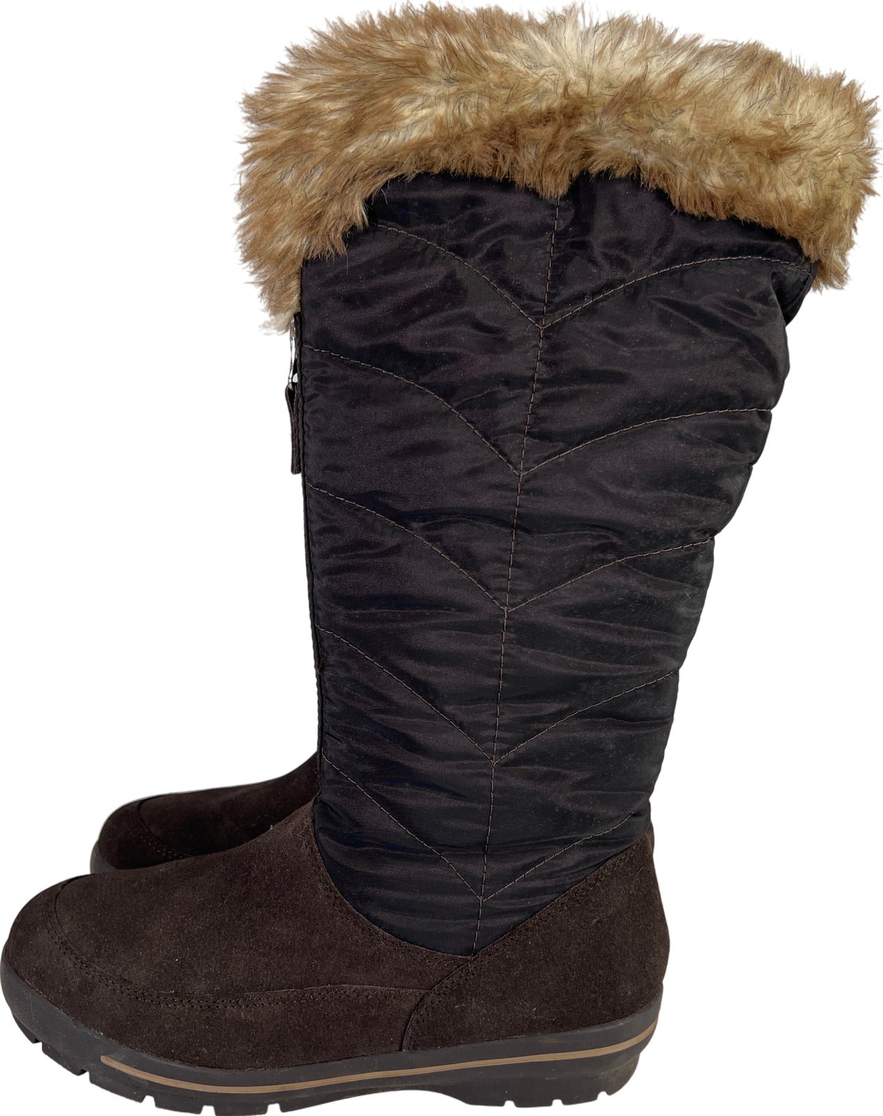 Lands End Women’s Brown Suede Power Run Tall Winter Boots - 8B