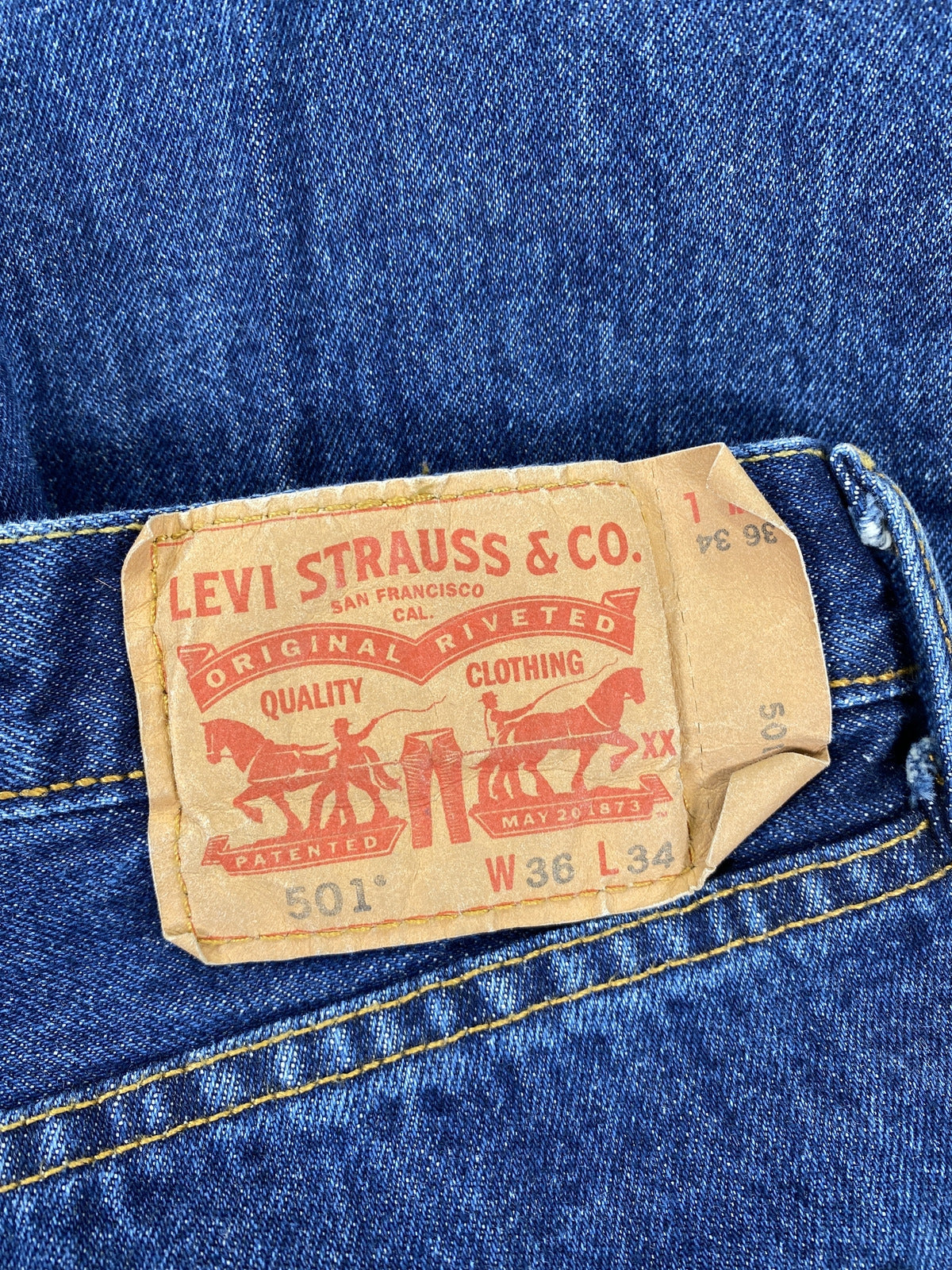 Levi’s Men’s Dark Wash 501 Button Fly Straight Denim Jeans - 36x34