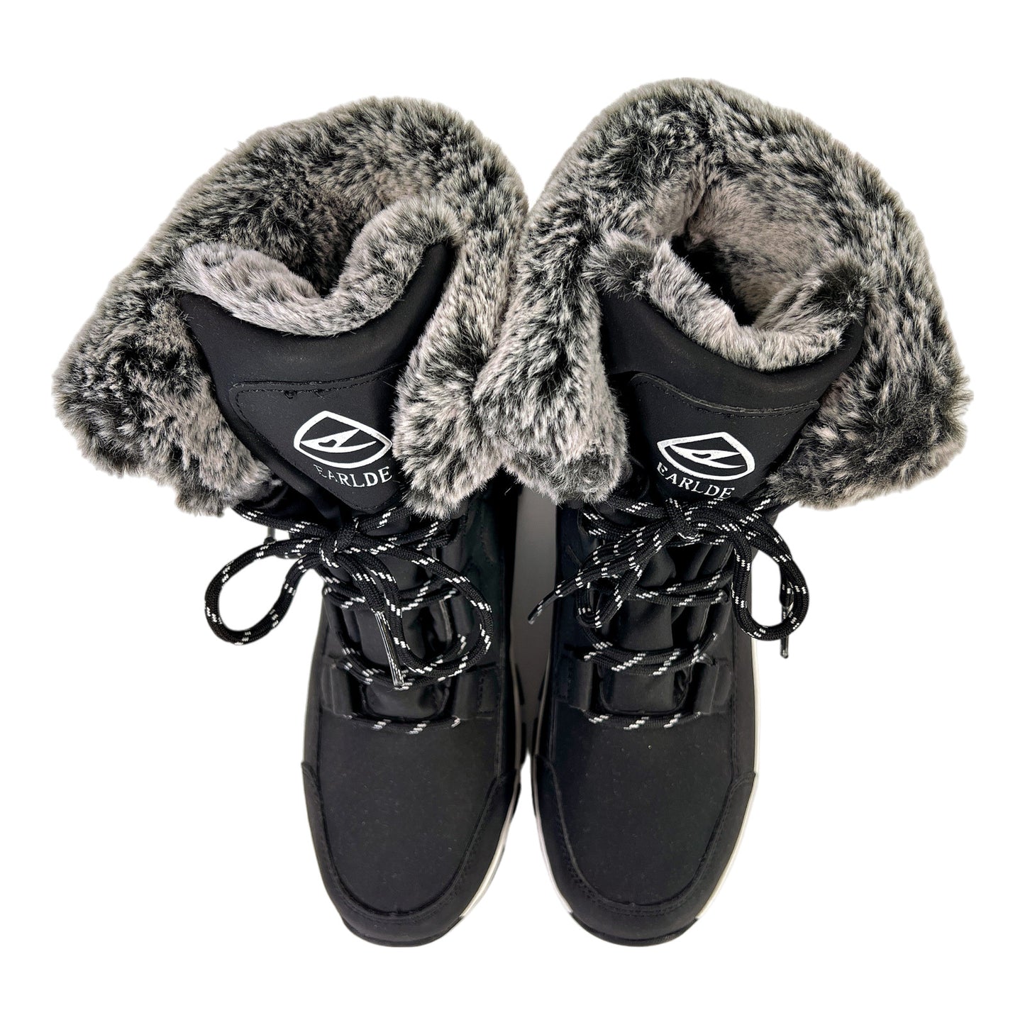 Earlde Women’s Black Faux Fur Lined Winter Snow Boots - 7.5 Wide