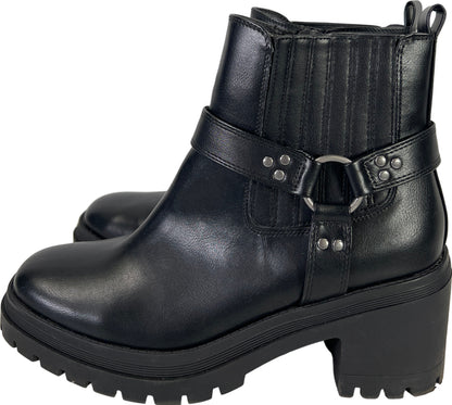 Sincerely Jules Women’s Black Dolphin Heeled Combat Boots - 9.5 M