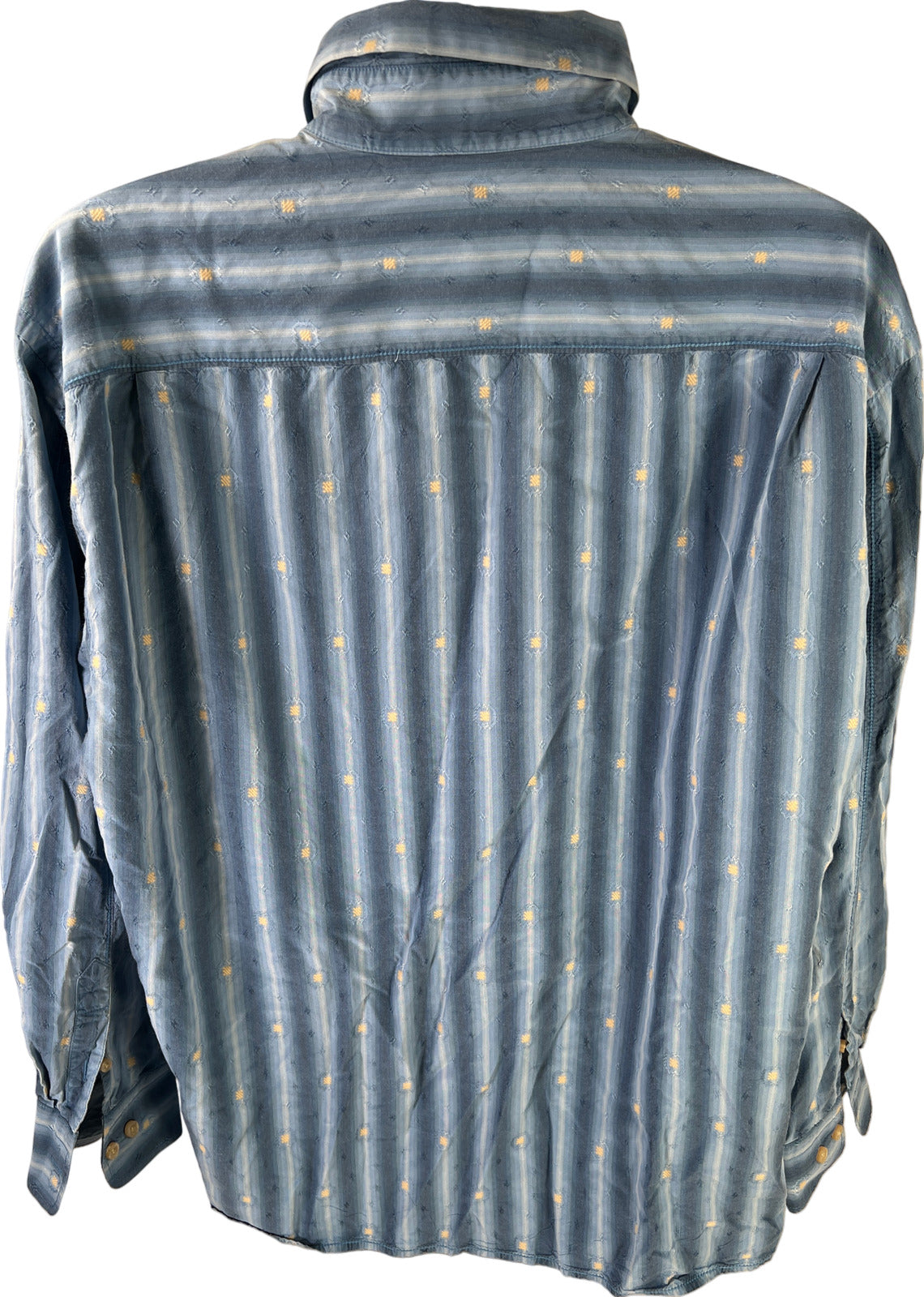 Tommy Bahama Men’s Blue Striped Long Sleeve Silk Blend Button Up Shirt - 2XL