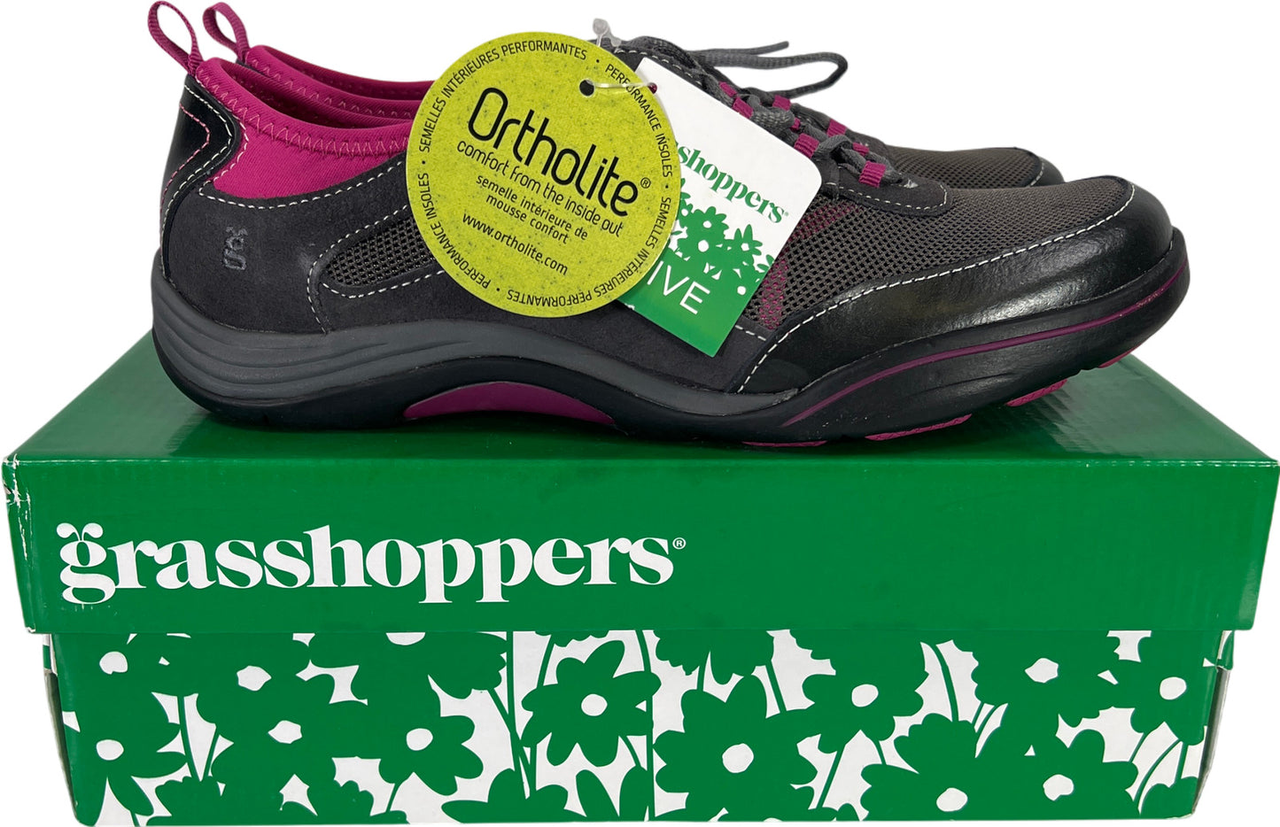 NEW Grasshoppers Women’s Gray/Pink Explore Lace Up Athletic Shoes - 9 M