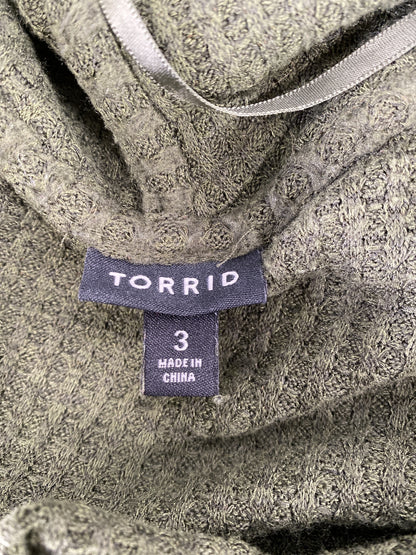 Torrid Women’s Green Waffle Knit Drawstring Waist Cardigan Sweater - Plus 3X