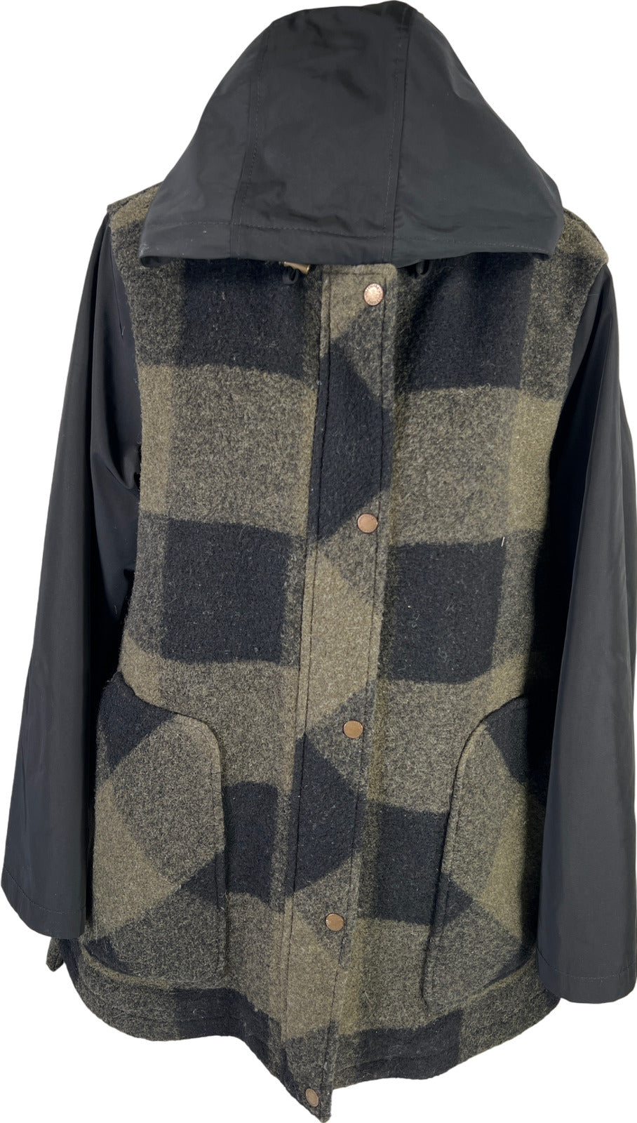 Pendleton Women’s Black & Green Wool Hooded Coat - L