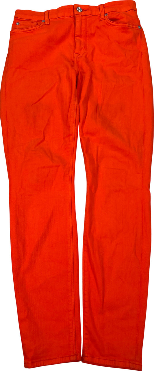 7 For All Mankind Women’s Orange Stretch Skinny Jeans - 27