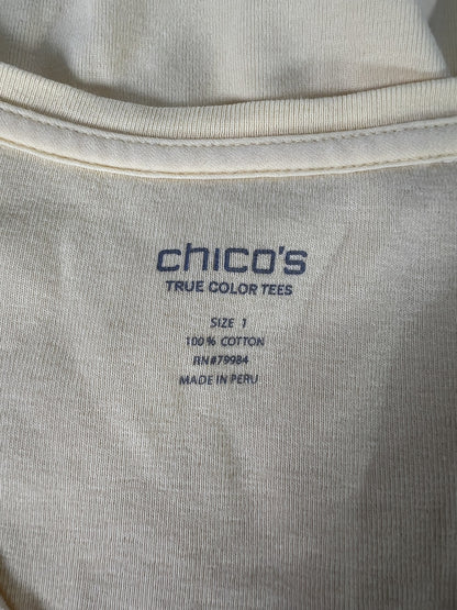 Chico’s Women’s Yellow True Color Short Sleeve T-Shirt - 1/US M