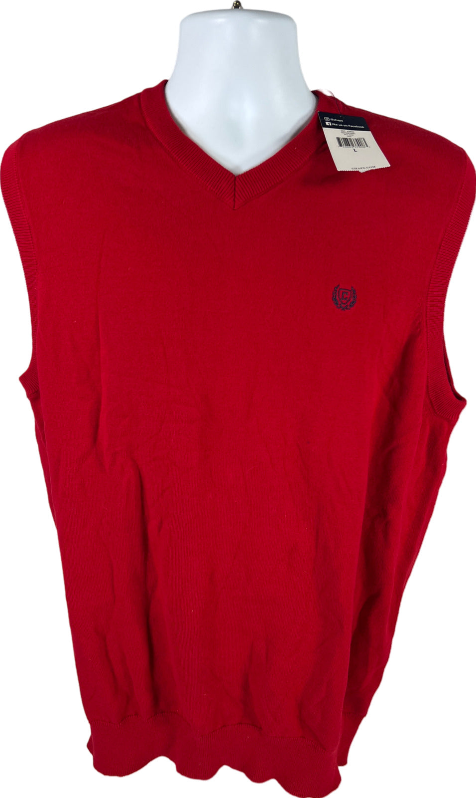 NEW Chaps Men’s Red Sleeveless Knit Sweater Vest - L