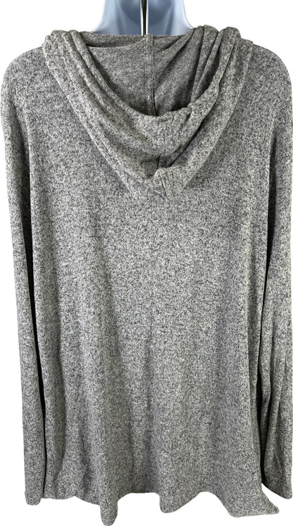 Lucky Brand Women’s Gray Open Front Long Hooded Cardigan Sweater - L